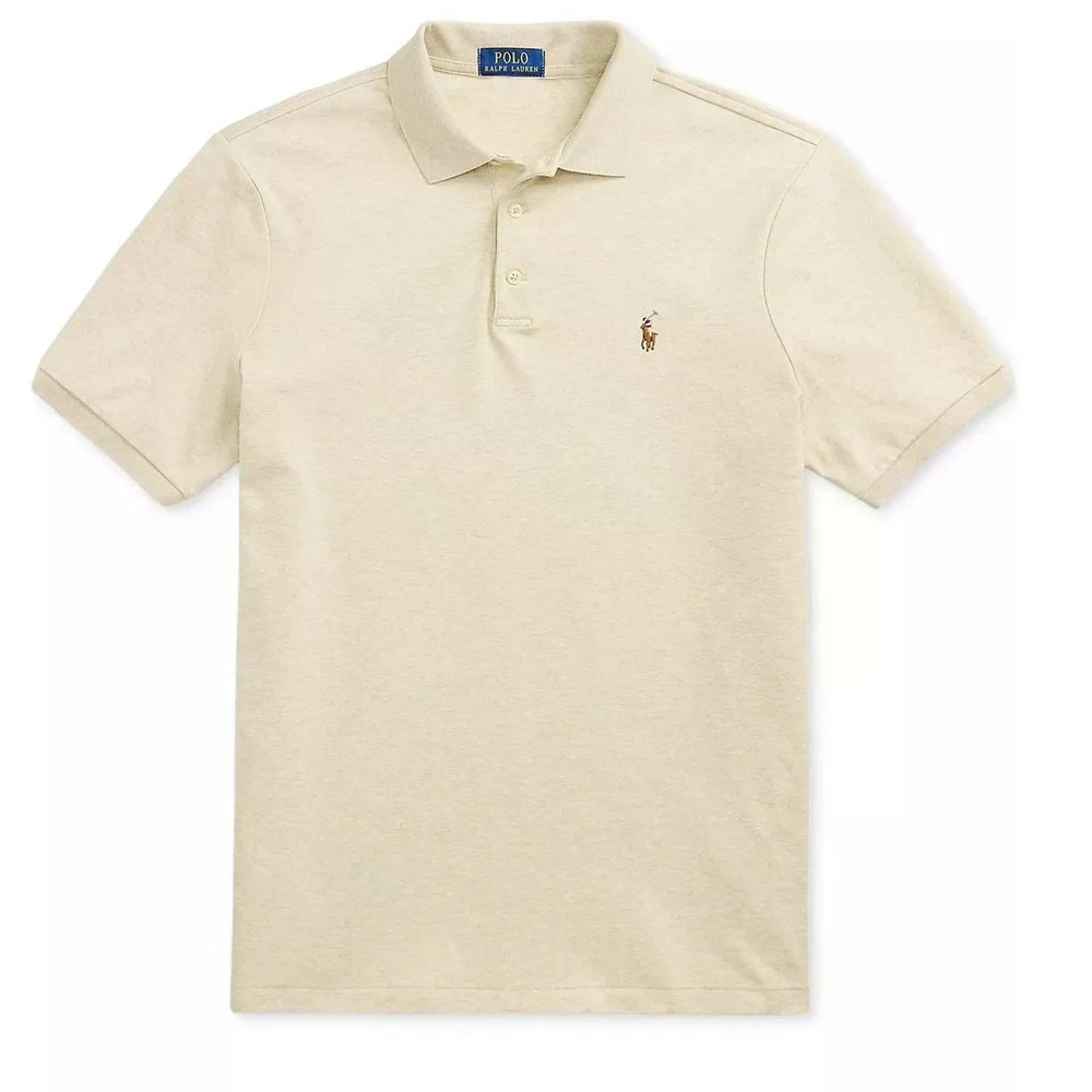 POLO RALPH LAUREN MENS SZ LRG CUSTOM SLIM FIT POLO SHIRT TAN HEATHER